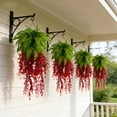thumbnail image 2 of Rourlinge Artificial Faux Hanging Flower Plants with Basket Spring Decoration, Simulation of Persian leaf golden bell willow Realistic UV Resistant for Outside Garden Porch Patio Yard Home Decor, 2 of 5