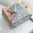 thumbnail image 5 of LHNFT Lightweight Summer Quilt Twin Breathable Soft Cooling Quilt for Bed Sofa Travel Floral Print Machine Washable for All Ages, 59x79 inch, 5 of 8