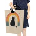 thumbnail image 4 of Yayeee Freestanding Laundry Hamper with Handle Collapsible Large Storage Basket for Clothes, Beige Cat Rainbow, 4 of 7