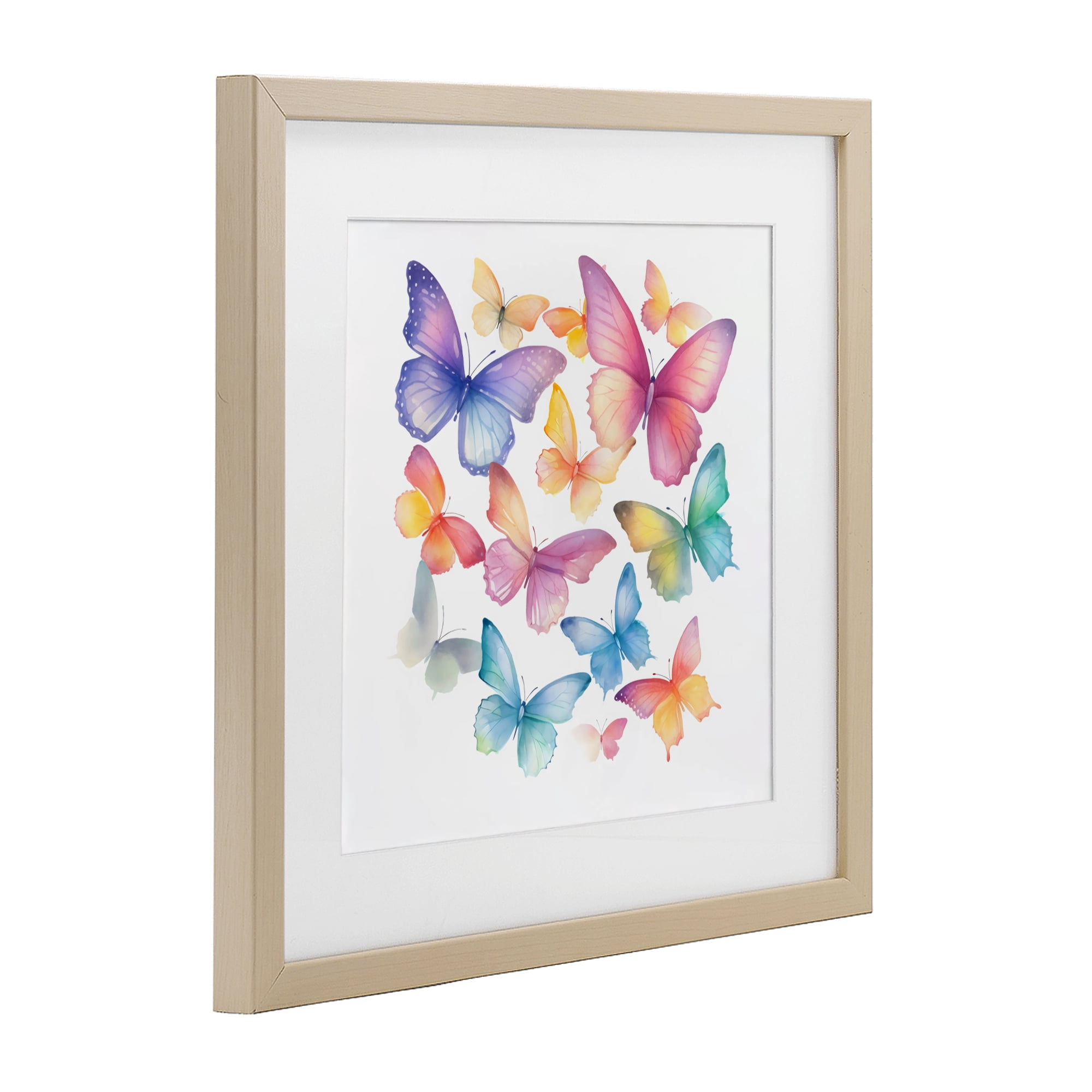 Stupell Industries Rainbow Butterflies Rabble Birch Framed Print Under Glass, design by Creative Studio