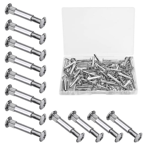 60 Pcs M4 Screws Furniture Assembly Connection Screws With Bolt Nickel Plated Iron Connection Screws For 31-40mm Thickness Wood