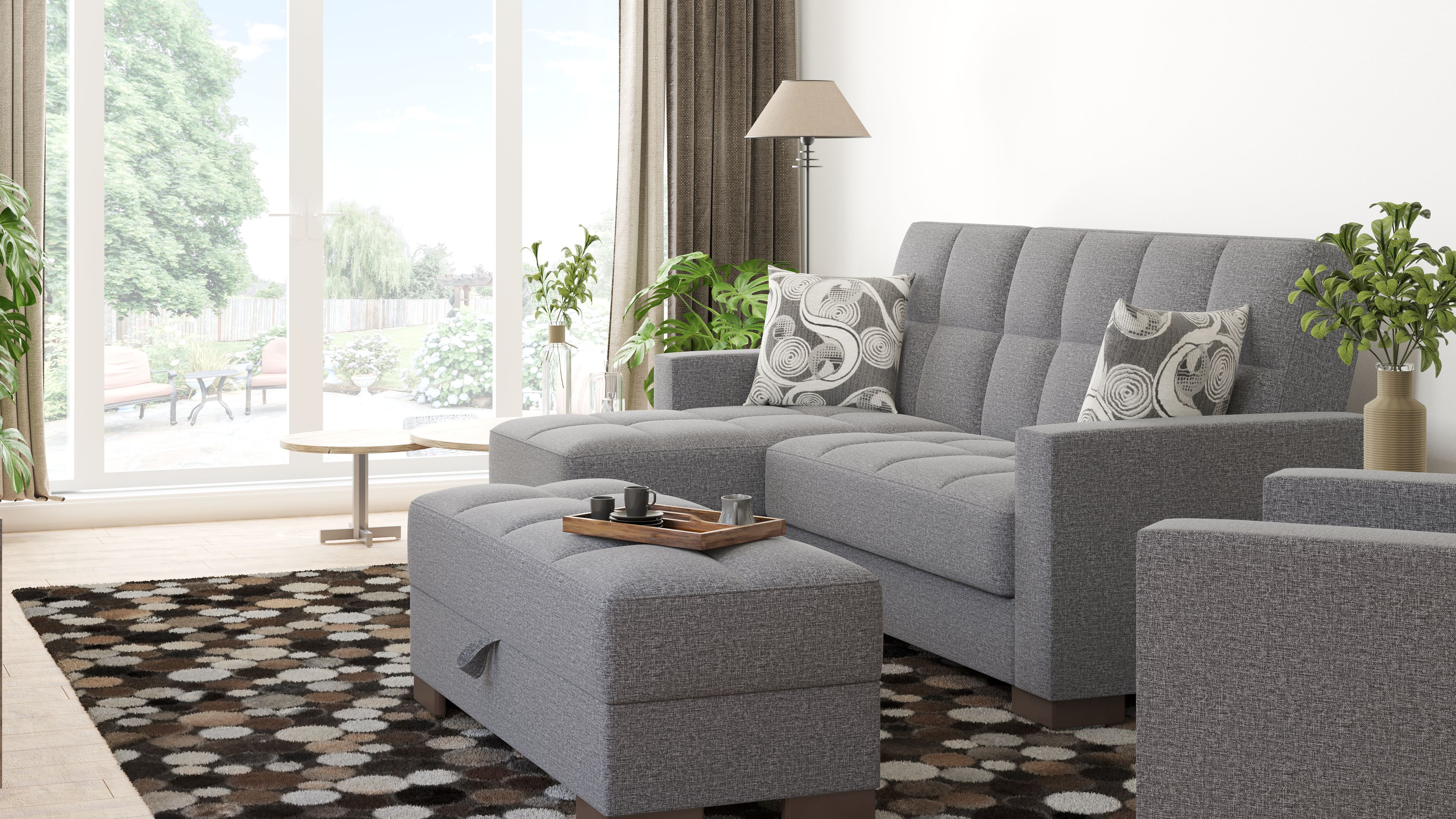 Ottomanson Origins Upholstered Storage Ottoman, Gray