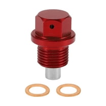Unique Bargains 1 Set Universal Oil Drain Plug Anti Leakage Oil Pan Drain Bolt Screw Thread Repair with Gasket Magnetic Red Aluminum Alloy Copper M14x1.25