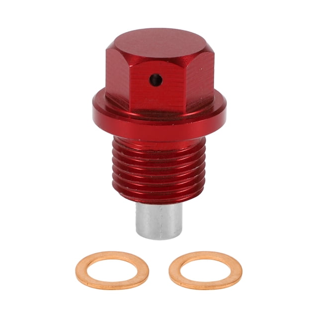 Unique Bargains 1 Ensemble Bouchon de Vidange d'Huile Universel Anti-Fuite Boulon de Vidange Vis Filetage Réparation avec Joint Magnétique Alliage d'Aluminium Rouge Cuivre M14x1.25