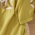 thumbnail image 6 of Moxiu Womens Peasant Tops and Blouses Loose Fit Summer Trendy Embroidered Shirts Dressy Casual Short Sleeve Cotton Linen Shirt 2025 Yellow,M, 6 of 8