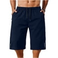 thumbnail image 5 of CIAKGIAF Capris for Men Elastic Waist with Pockets, Sporty Casual Drawstring 7/8 Length Pants Navy M, 5 of 7