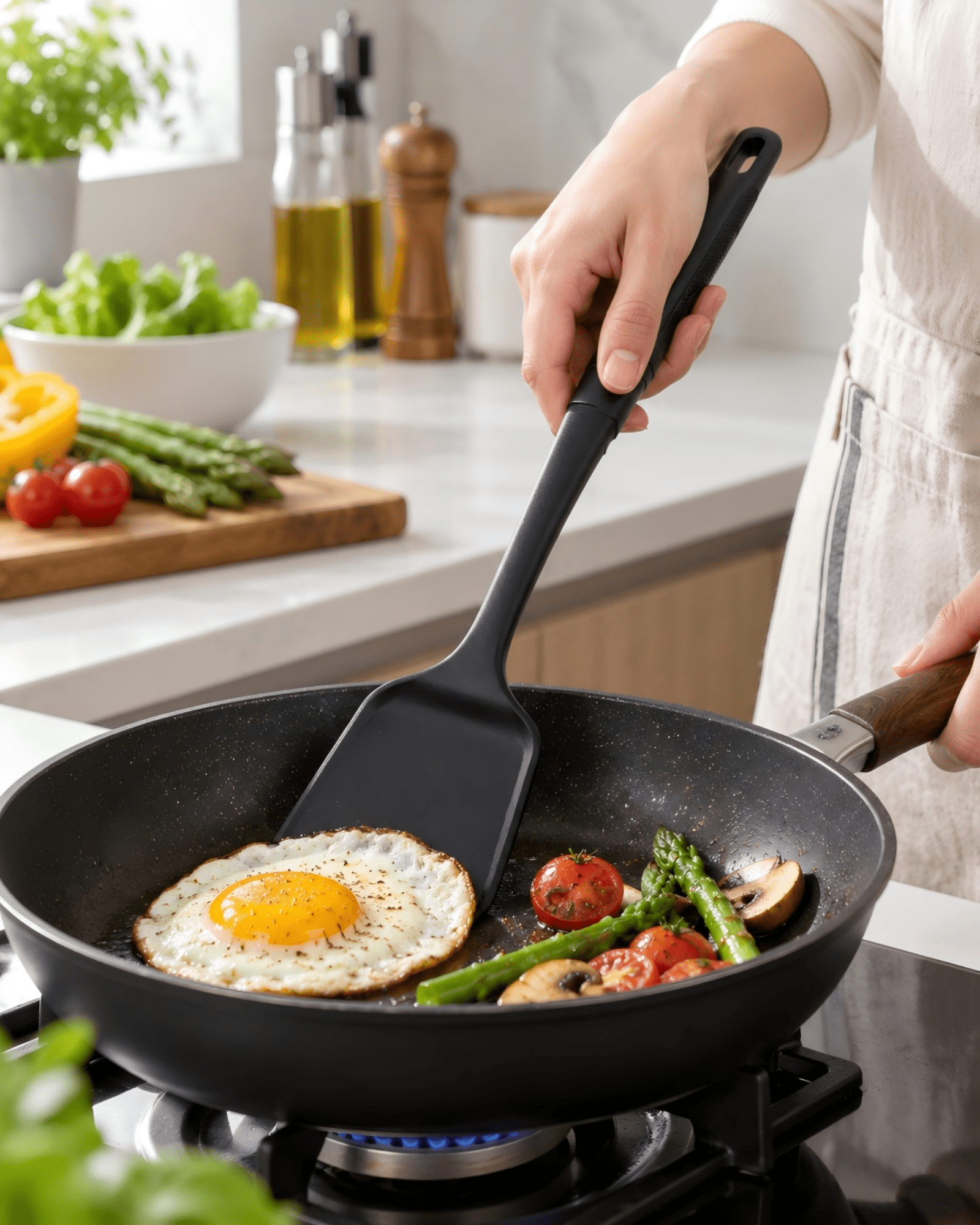 Mainstays Nylon Solid Turner Kitchen Spatula, Comfort Grip Handle, 12.4 in, Black