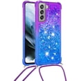 thumbnail image 2 of Samsung Galaxy S21 FE (Not S21) Case,Strap Crossbody Gradient Quicksand Bling Sparkle Flowing Liquid Floating with Neck Cord Lanyard Strap Cover for Samsung Galaxy S21 FE LSGS Purple Navy, 2 of 7