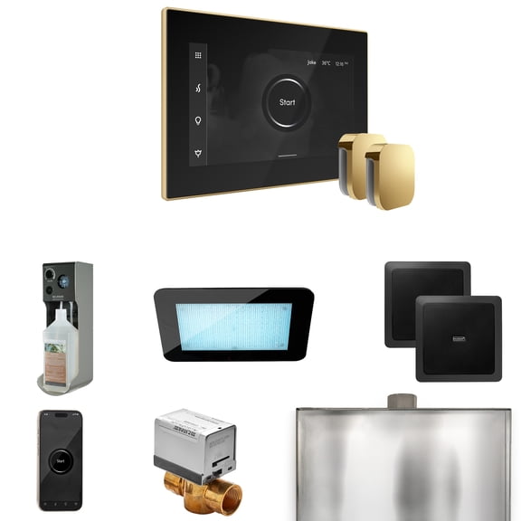 Mr Steam XDream Max Steam Shower Ctrl Pkg w/iSteamX Control and Steamhead in Black Polished Brass