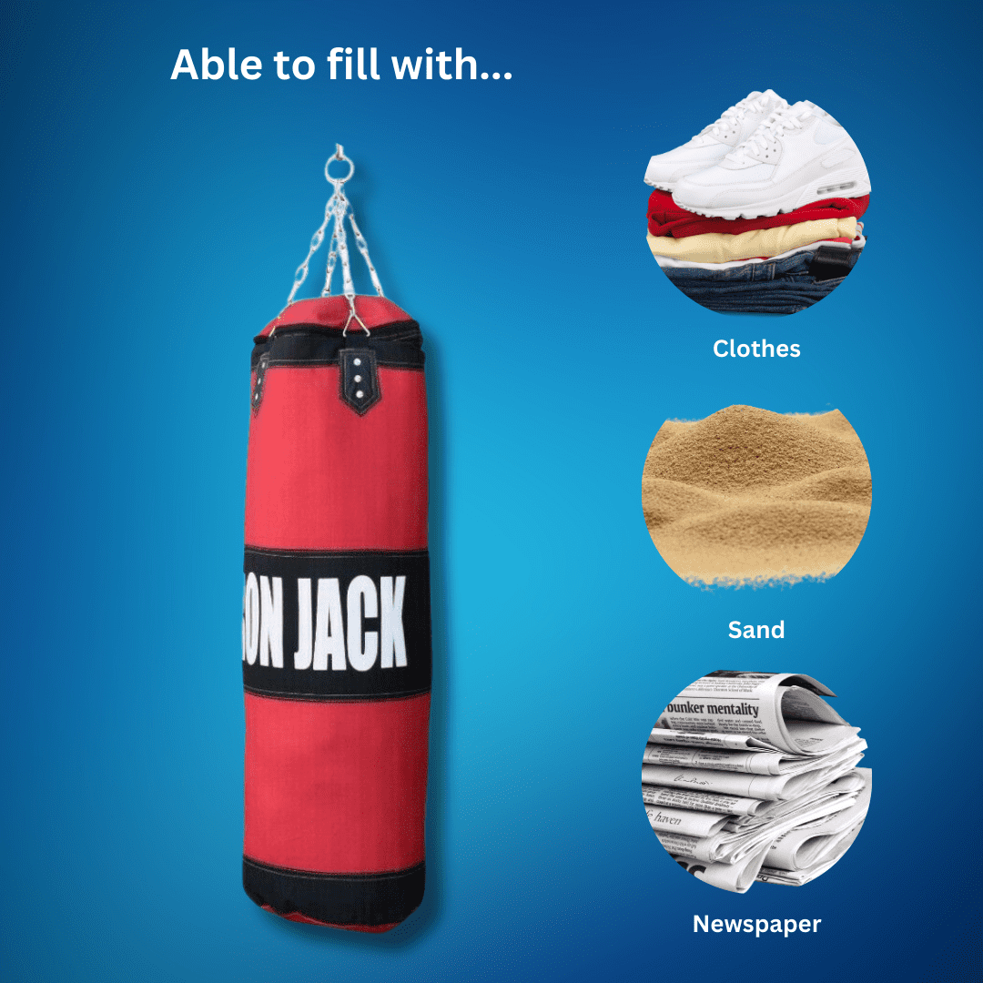 Iron Bar™  Boxing Hanging Bag Unfilled MMA Punching Bag for Kickboxing, Muay Thai, Exercise, Fitness, Cardio, HIIT Workout with Gloves