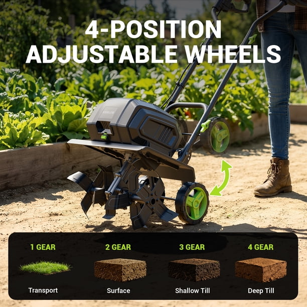 Steelite 2x21V Max 14-Inch Cordless Tiller with Brushless Motor