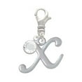 thumbnail image 2 of Delight Jewelry Silvertone Small Gelato Script Initial - X - - Silvertone Clip on Charm with Clear Crystal Drop, 2 of 4