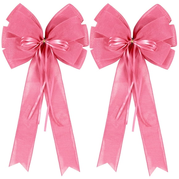 Lazo de arpillera rosa Tree Topper Hongsome, 28 x 50 cm, 2 unidades