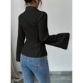 thumbnail image 5 of Women Button Down Shirts Striped Long Sleeve Collared Casual Work Blouses Tops Trendy Outfits Black XL, 5 of 7
