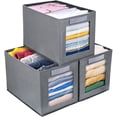 thumbnail image 1 of Open Storage Bins, Collapsible Storage Baskets Fabric Clothes Storage Cube Box with Clear Window for Closet, Shelves, Office, 3-Pack Home Organizer, 13.3 x 9 x 9 Inches, Large, 1 of 7