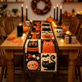 thumbnail image 4 of Vintage Halloween Table Runner Halloween Decor, Retro Linen Table Runner, Primitive Ghost Pumpkin Black Cat Bat, Seasonal Kitchen Dining Home Decor, 4 of 6