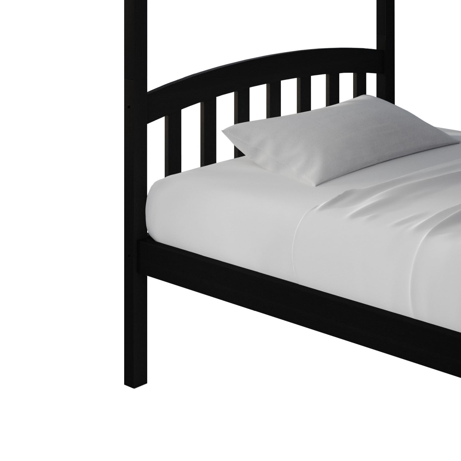 Castle Place Mid-Century Twin over Twin Wooden Convertible Bunk Bed, Black