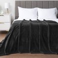 thumbnail image 6 of PAVILIA Soft Fleece Solid Black Throw Blanket for Couch, Lightweight Plush Warm Blankets for Bed, Fuzzy Cozy Flannel Blanket Throw for Sofa, Travel, Jacquard Pattern, Black, 50x60 inch, 6 of 8
