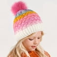 thumbnail image 6 of Krdevn Kids Winter Cable Knit Beanie Hat Single Pom Pom Lined Gradient Textured Stretchy Soft Warm Outdoor Unisex Headwear for Toddler Boys Girls, 6 of 7