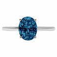 thumbnail image 7 of Solitaire Engagement Ring for Women - 2.5ct Natural London Blue Topaz in 14K White Gold Promise Ring, 7 of 7
