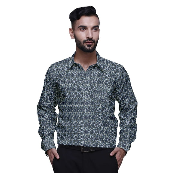 BESTMAN Long Sleeve Formal Shirt For Men Printed Button Down Cotton Men Shirts