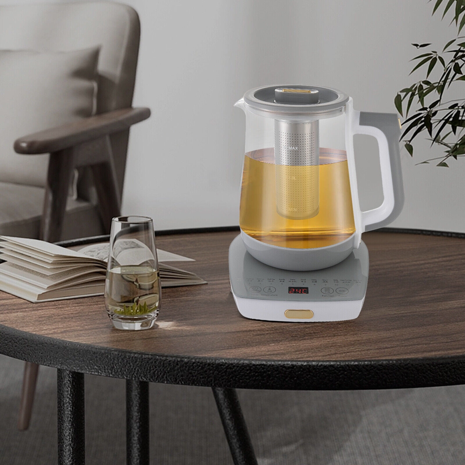 Health Electric Tea Kettle Strainer Glass Tea Maker Tea Water Boiler with Panel