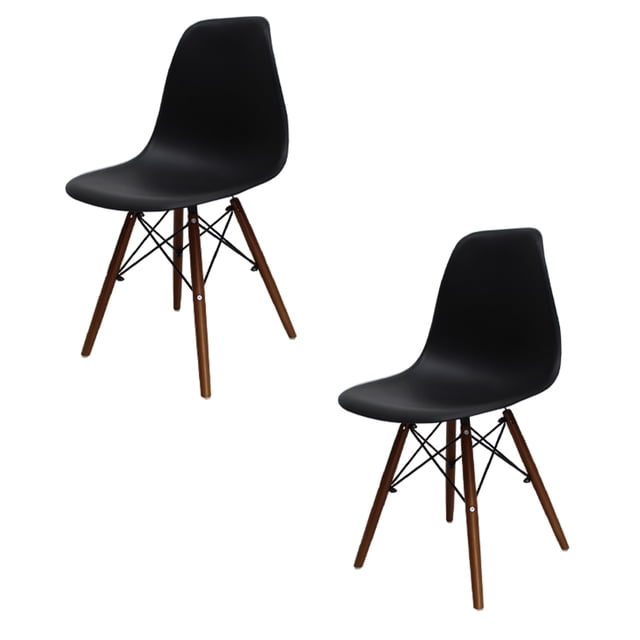 Set de 2 Sillas Eames MUNDO IN Negro con base color nogal