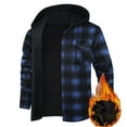 thumbnail image 2 of dGslk Men’s Plaid Flannel Shirt Jacket with Hood Fleece Lined Long Sleeve Button Down Casual Outerwear for Winter Fall Dark Blue S, 2 of 2