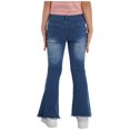 thumbnail image 4 of inhzoy Kids Girls High Waist Distressed Flared Jeans Bell Bottom Denim Trousers Blue 14, 4 of 8