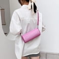 thumbnail image 3 of Bolso de hombro cilíndrico con patrón de cocodrilo degradado de PU para mujer retro (rosa) Likrtyny Para estrenar, 3 of 9