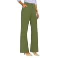 thumbnail image 2 of acuever Suit Trousers Women's High Waist Trousers Wide Leg Fabric Elegant Straight Leg Business Outfit Chic Pleated Trousers Long Vacation Women's Casual Pants Green Supportive Waistband（L）, 2 of 7