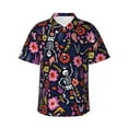 thumbnail image 2 of Goofa Dancing Skeletons Floral Garden Hawaiian Shirt for Men, Unisex Summer Beach Casual Short Sleeve Button Down Shirts,Aloha Tropical Floral print shirt-Medium, 2 of 9