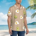 thumbnail image 5 of Balery Egg and Avocado Print Men's Hawaiian Shirts Short Sleeve Beach Shirt Relaxed Fit Vacation Button Down Shirts-Small, 5 of 9