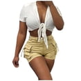 thumbnail image 2 of Gifts Usmixi Womens Cargo Shorts Fashion Button High Waist Slim Fit Short Pants Casual Solid Lightweight Straight Shorts with Pocket Khaki l, 2 of 6