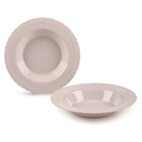 " OCCASIONS " 40 Pieces Plates Pack, Extra Heavyweight Disposable Vintage Wedding Party Plastic Bowls for Christmas(14 oz Soup Bowl, Chateau in /Dusty Rose Pink)