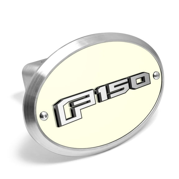 iPick Image for Ford F-150 2015 up 3D Logo Night Glow Luminescent Oval Billet Aluminum 2 inch Tow Hitch Cover, Official Licensed