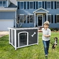 thumbnail image 2 of Pefilos 40" Large Wooden Dog House Weatherproof Dog Kennel Cat Houses for Outdoor Indoor Cats Pet House, Gray, 2 of 20