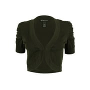 INC International Concepts Women's Ruched Ribbed Bolero (PS, Burnt Bark)