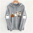 thumbnail image 4 of Mifsaly Womens Pullover Hoodie Halloween Oversized Graphic Sweatshirt Drop Shoulder Long Sleeve Hooded Sweatshirts Gray,XL, 4 of 5