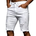 thumbnail image 3 of JTieacloth Men's Distressed Denim Shorts Ripped Casual Knee Length Jeans Shorts Summer Street Style(White), 3 of 5
