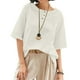 thumbnail image 2 of Conjuntos de otoño para mujer,Camiseta de verano para mujer, blusa informal de poliéster con cuello redondo y manga 3/4, largo regular para uso diario, sopatenor, 2 of 9