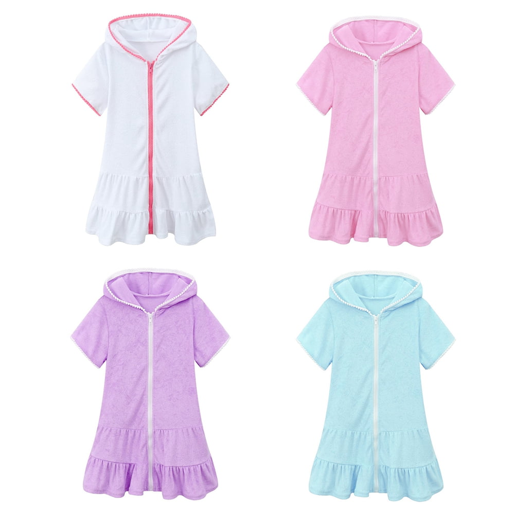 Girls Swim Cover Up Kids Swimsuit Coverup,ZipUp Beach Bathing Suit