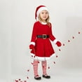thumbnail image 6 of BFHHYA Girls Christmas Santa Claus Costume Red Long Sleeve Dress with Belt, Xmas Dress Up Party Outfit Holiday Hat Belt Socks Set 3-11Y, 6 of 7