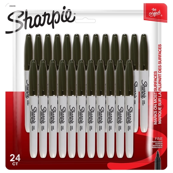 Marqueurs permanents Sharpie, pointe fine, noir, 24 unités