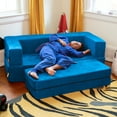 thumbnail image 5 of Jaxx Zipline Kids Sofa & Large Ottoman, 3 in 1 Fold Out Sofa, Big Kids Edition, Blueberry, 5 of 10