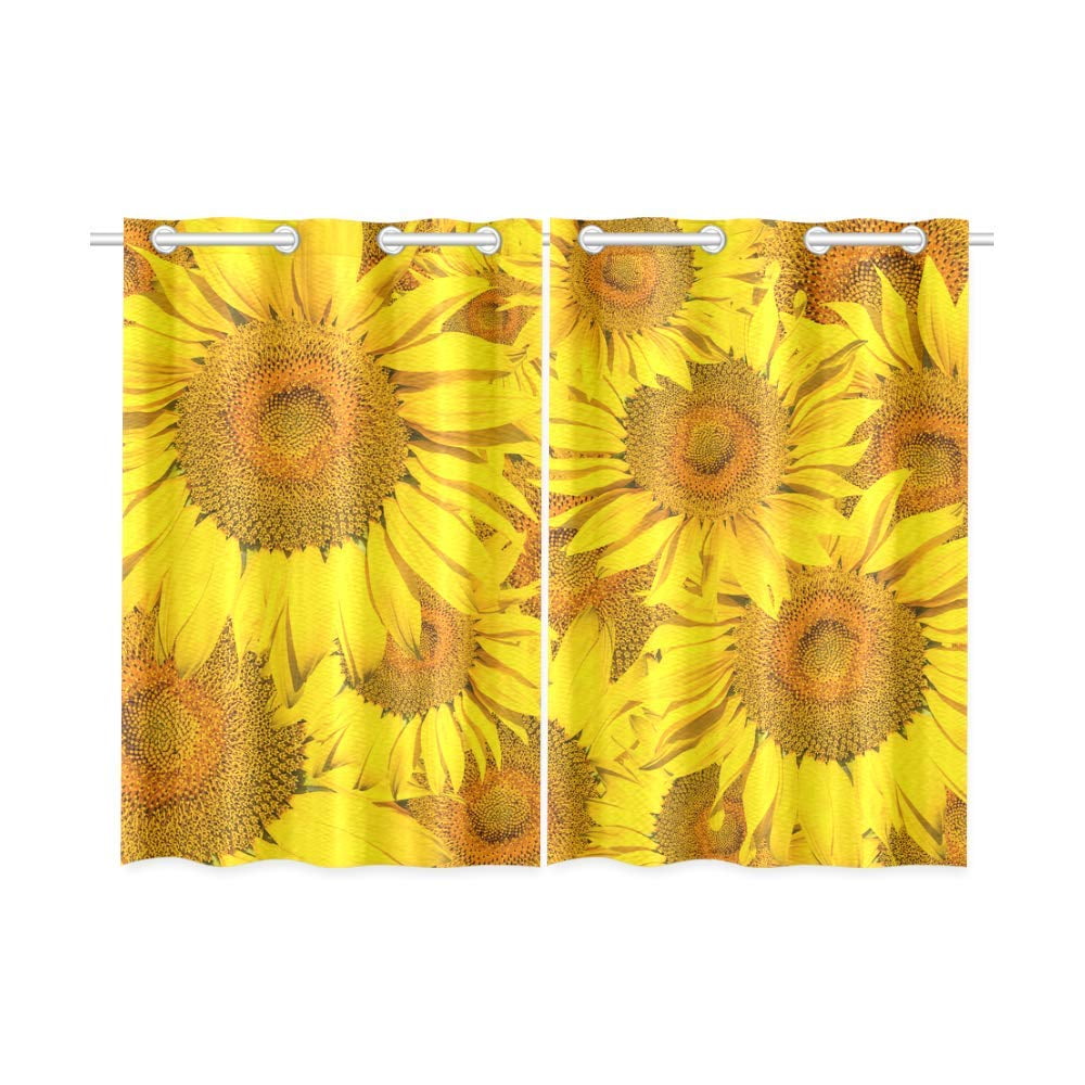 Hummingbird Sunflower Blackout Curtains - Farmhouse Style, 84x84 Inches, Noise Reducing, For Bedroom, Kitchen & Living Room