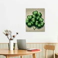 thumbnail image 3 of GOSMITH Ireland Holiday Happy St Patrick's Day Blessed Lucky Charm Shamrocks Four Leaf Clovers Cream Burlap 16x20 in / 12x16 in Canvas Prints Wall Art 12x16 in, 3 of 5