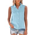 thumbnail image 4 of Aricy Women Button Down Linen Tank Tops Sleeveless Shirts Dressy Roll Up Summer Lapel Neck Elegant Vests Casual Work Loose Vests Casual Tunic T Shirts Tees, 4 of 5