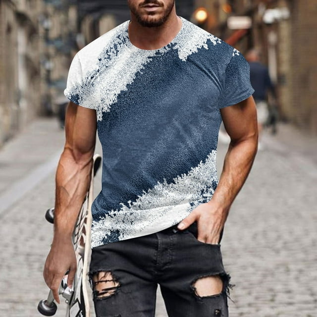 EGNMCR T-shirts pour Hommes T-shirts Décontractés pour Hommes Mode Imprimée Manches Courtes Col Rond T-Shirt Hauts