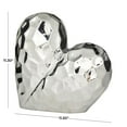 thumbnail image 3 of 12" x 11" Silver Porcelain Ceramic Dimensional Angled Origami Inspired Heart Sculpture with Faceted Exterior, by DecMode, 3 of 7